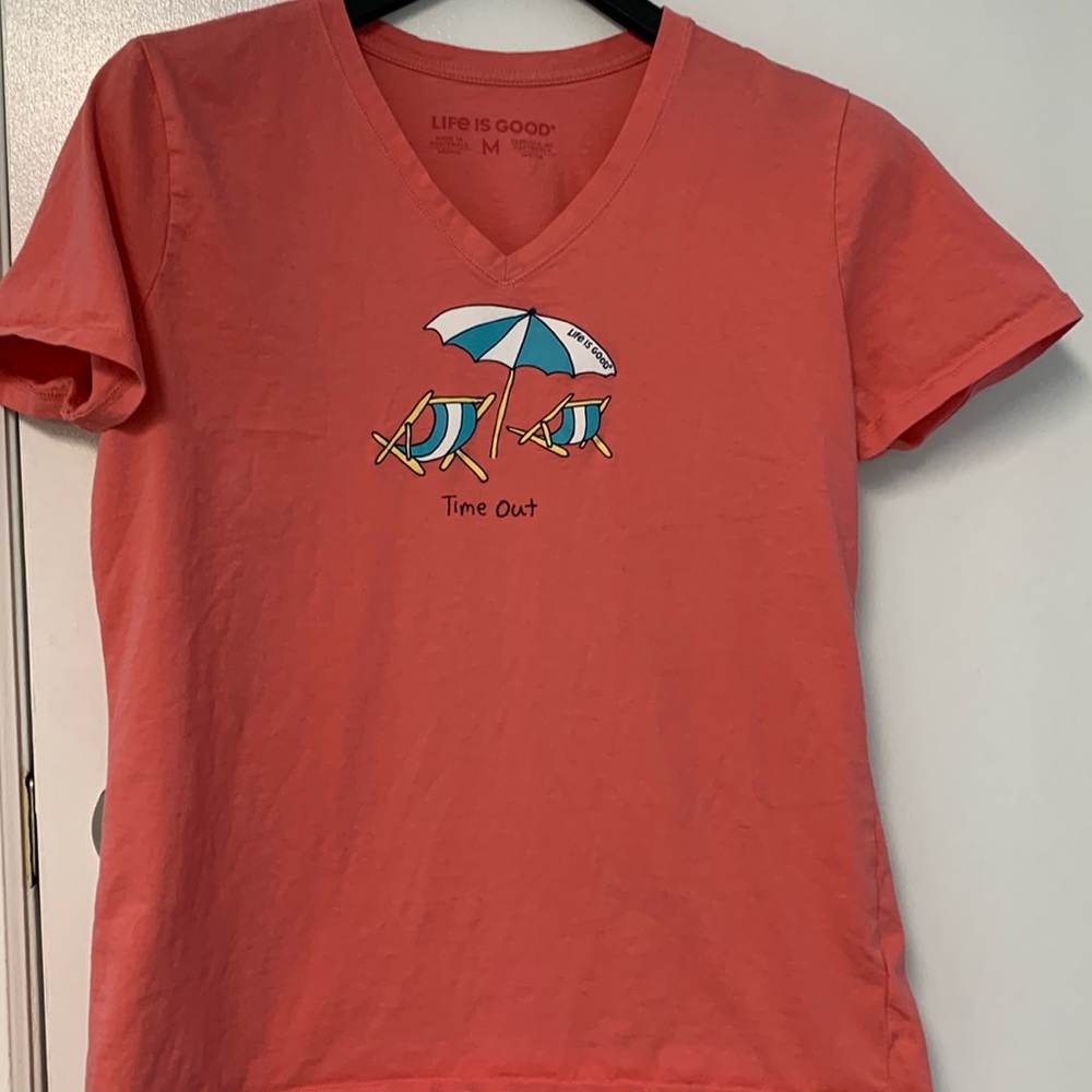 Life is good size medium used condition a few spots I noticed as photographing